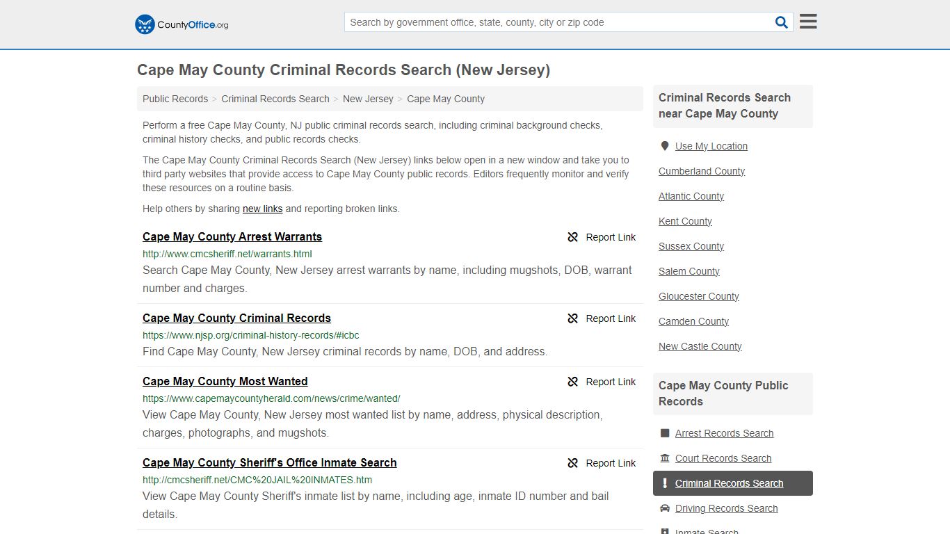 Cape May County Criminal Records Search (New Jersey) - County Office